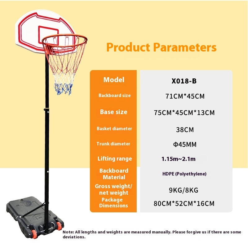 Teenagers Adjustable Indoor And Outdoor Movable Children Basketball Stand