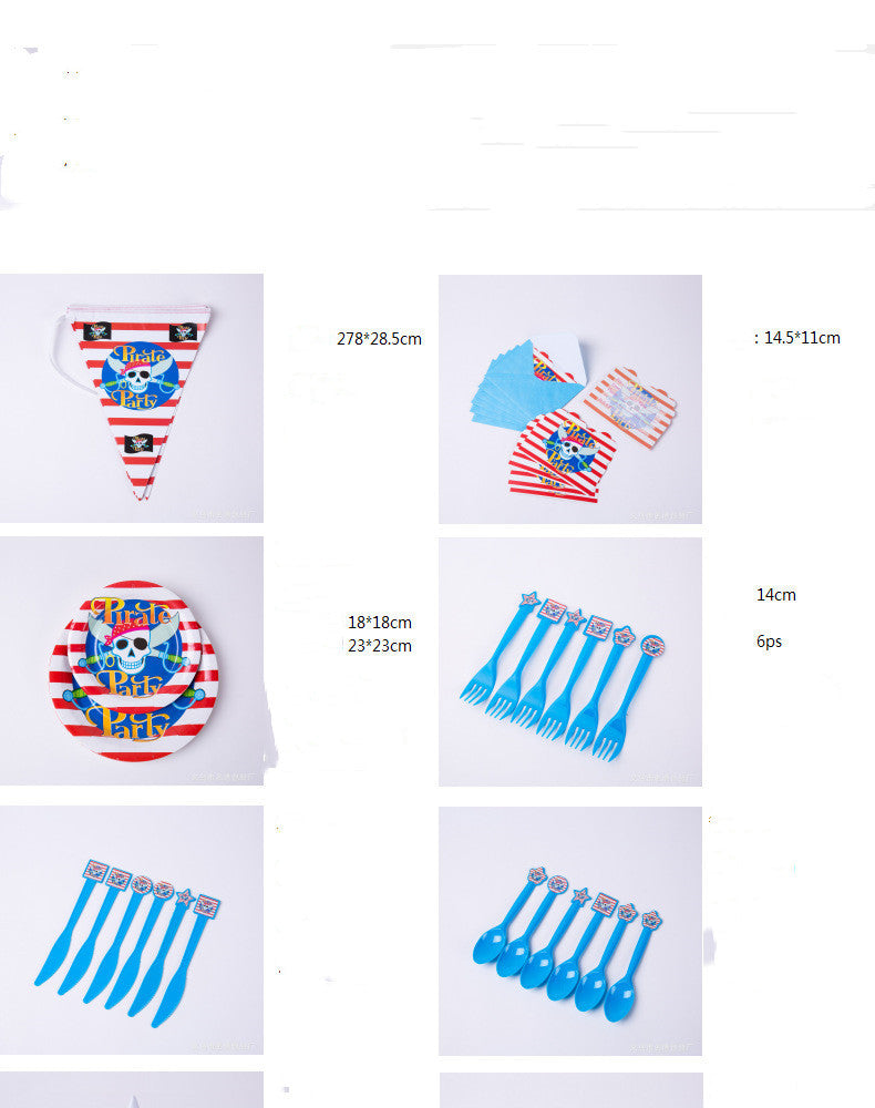 Birthday Disposable Tableware Pirate Theme Set Prom Decoration Supplies