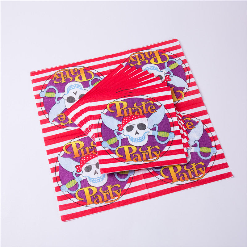 Birthday Disposable Tableware Pirate Theme Set Prom Decoration Supplies