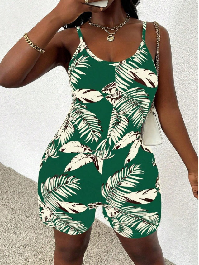 Women Casual All-Over Floral Print Sleeveless Jumpsuit