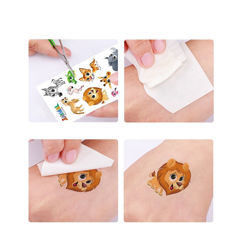 Children's Cartoon Animal Tattoo Sticker Waterproof Cute Face Pasters Temporary Stickers