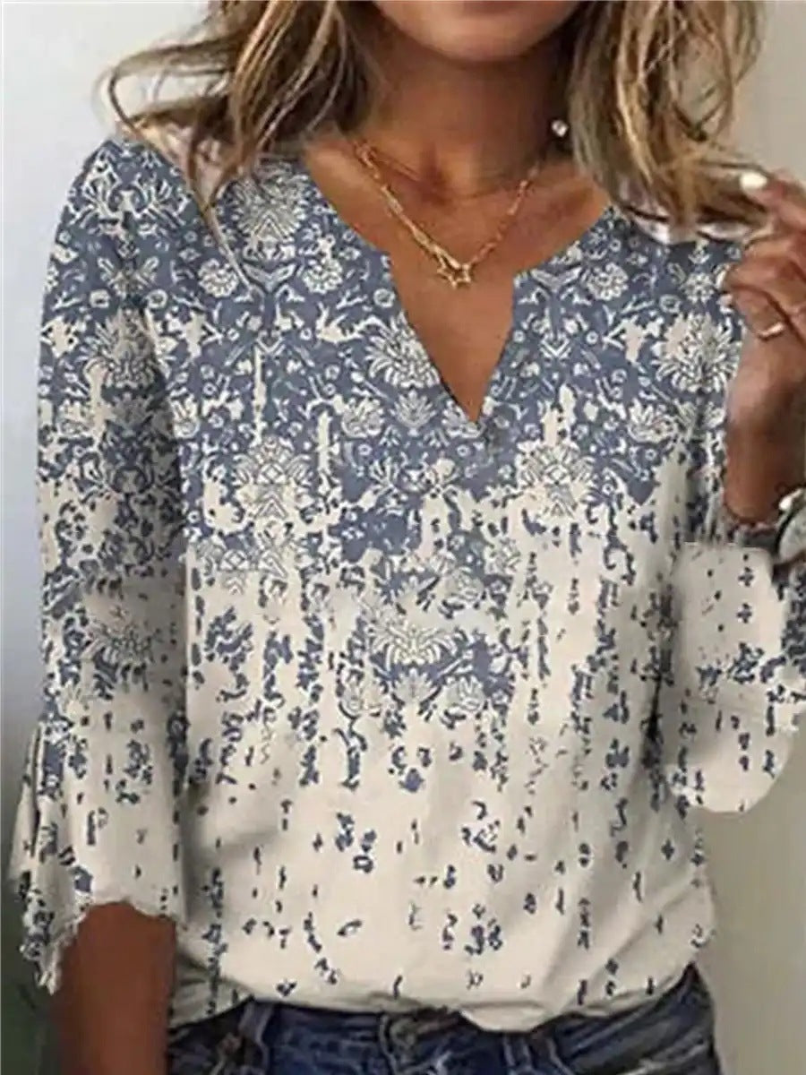 V-neck 34 Flare Sleeve Women's T-shirt