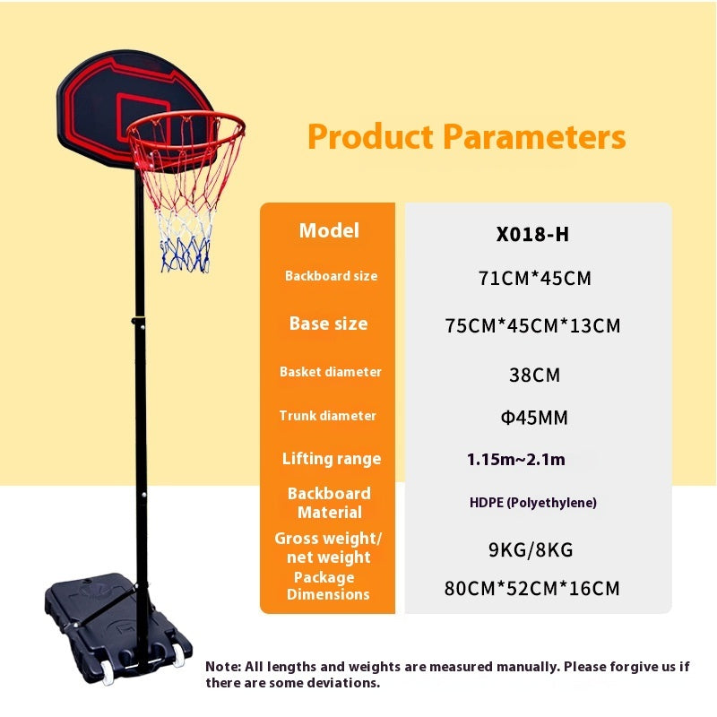 Teenagers Adjustable Indoor And Outdoor Movable Children Basketball Stand