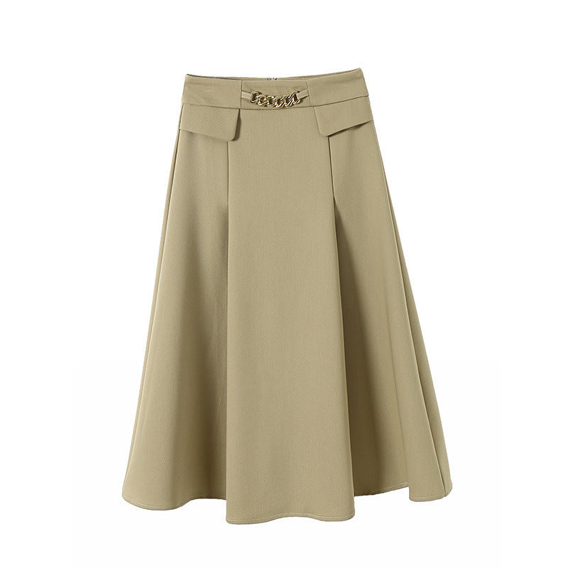 Women's New Chic Chain Waist Midi Skirt
