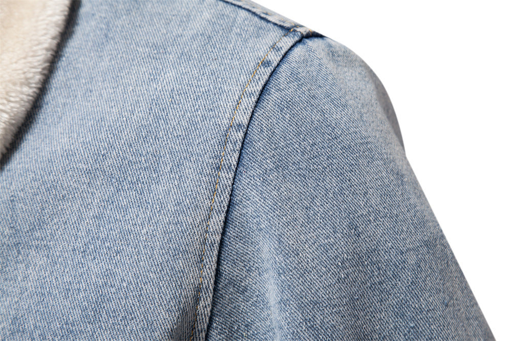 Men Plush Denim Jacket